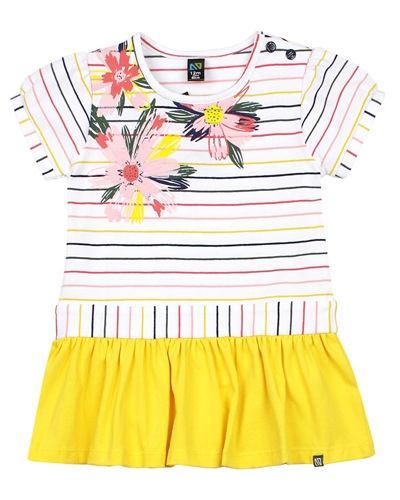 Nano Baby Girls Striped Tunic with Floral Print