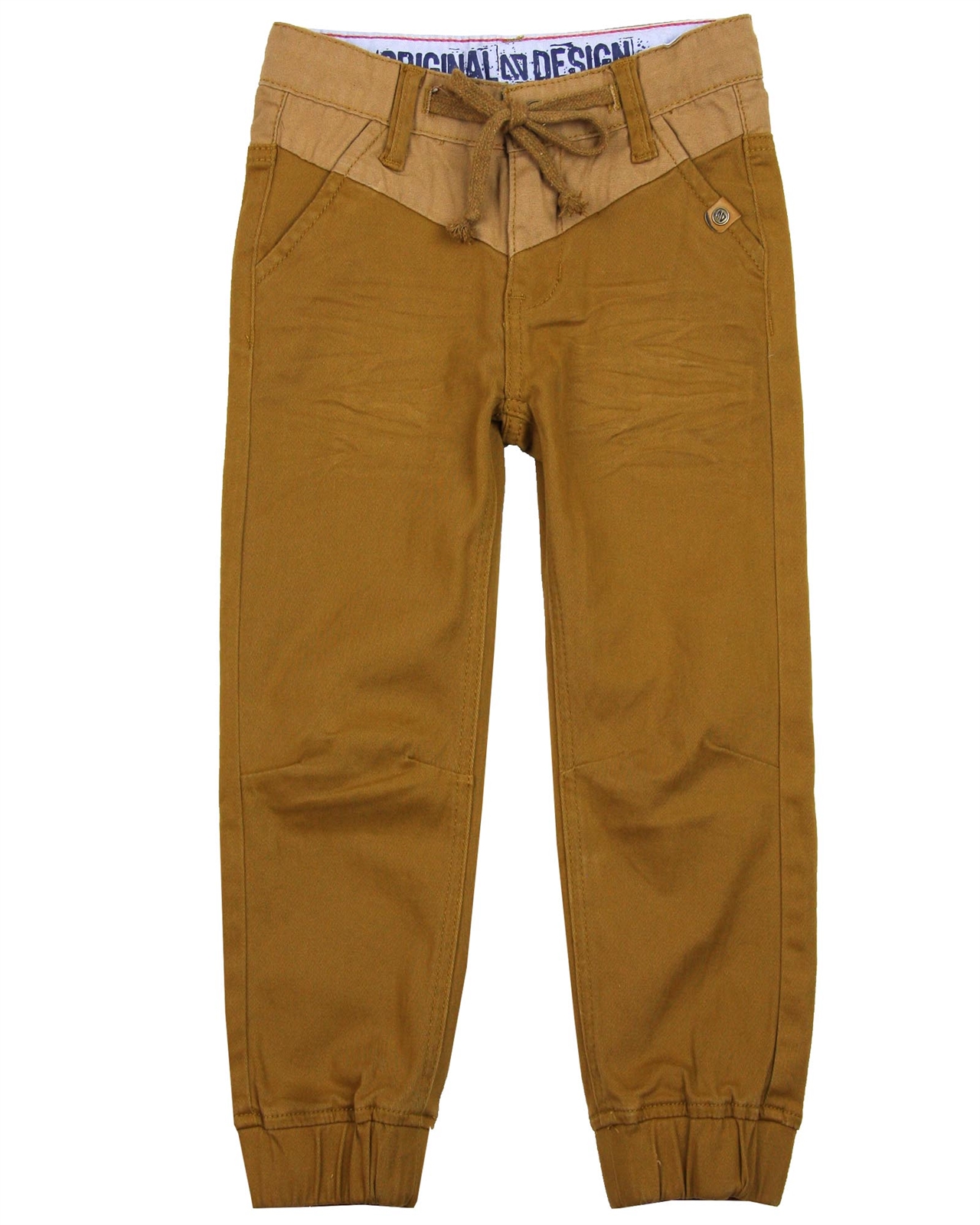 NANO Boys' Twill Pants with Elastic Cuffs in Brown, Sizes 2-12
