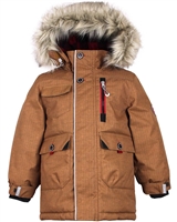 Nano Boys Parka Coat with Hood in Brown