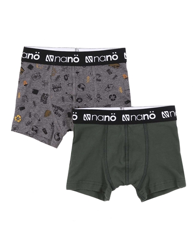 Nano Boys Two-pack Boxers Set in Grey/Green