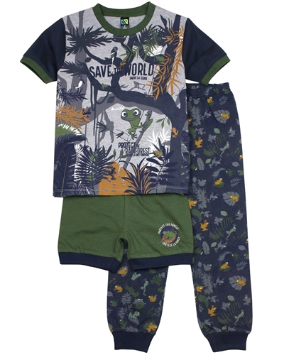 Nano Boys Three-piece Pyjamas Set with Jungle Print