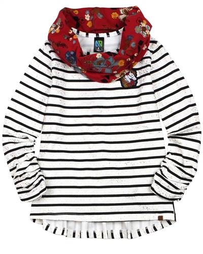 Nano Striped Top with Loop Scarf