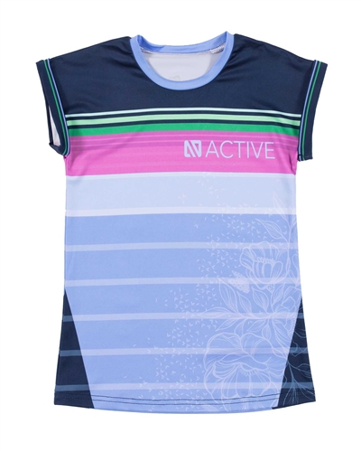 Nano Short Sleeve Athletic Top with Striped Front