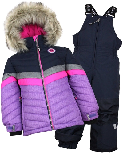 Nano Girls Snowsuit with Quilted Striped Jacket