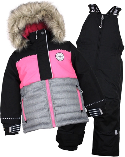 Nano Girls Snowsuit with Colour-block Quilted Jacket