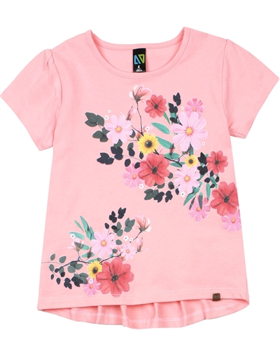 Nano Girls Long T-shirt with Floral Print