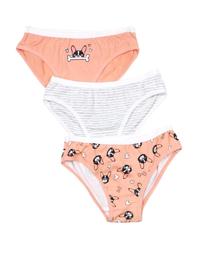 Nano Girls Three-piece Underwear Set in Doggies Print