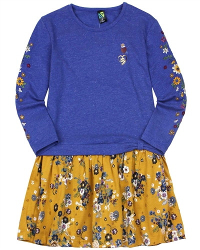 Nano Girls Jersey Dress with Floral Print Bottom