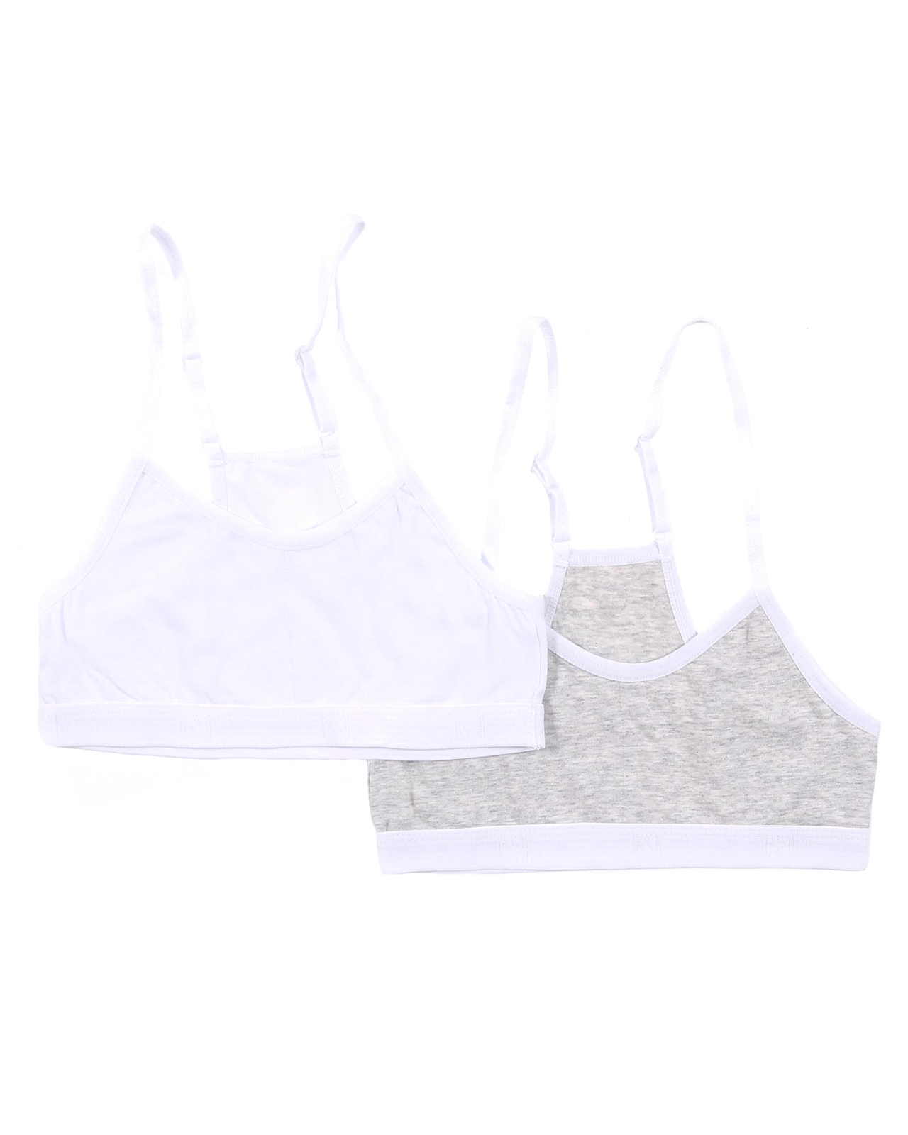 NANO Girls' Two-pack Bralette in White/Grey, Sizes 6-14