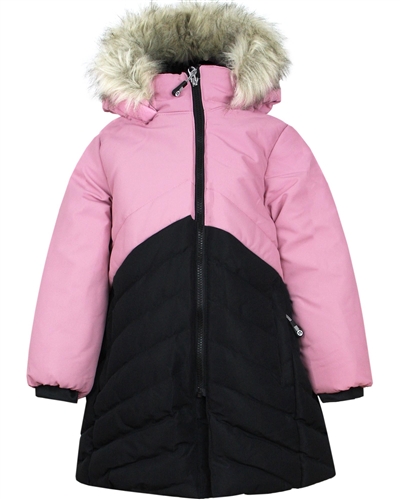 Nano Girls Colour-Block Puffer Coat in Pink/Black