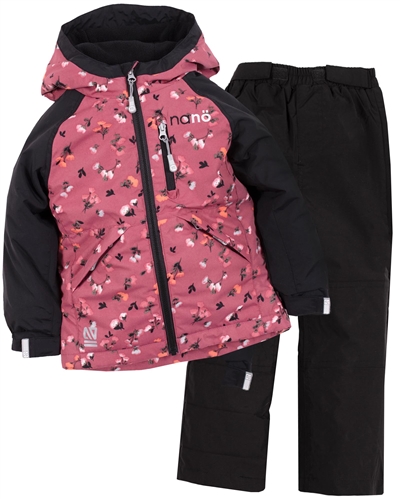Nano Girls Rainsuit with Colour-block and Floral Print Jacket