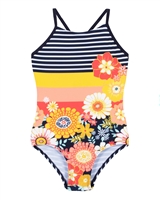 Nano Girls One-piece Swimsuit in Stripe and Daisy Print