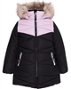 Nano Girls Quilted Puffer Coat in Black/Pink