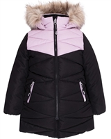 Nano Girls Quilted Puffer Coat in Black/Pink
