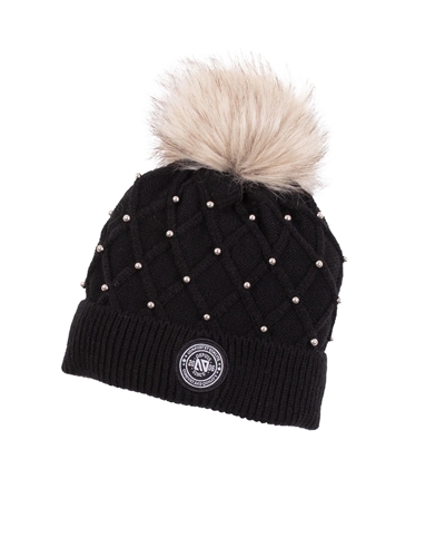 Nano Girls Winter Hat with Beads in Black