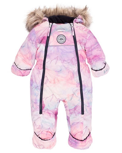 Nano Baby Girls Liana One-piece Snowsuit in Abstract Mountains Print