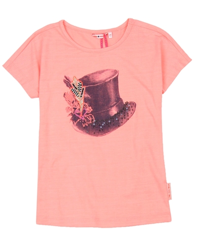 Nono T-shirt with Hat in Neon Coral