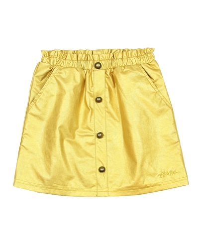 Nono Pleather Skirt with Buttons in Amber Yellow