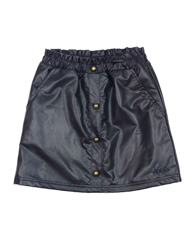 Nono Pleather Skirt with Buttons in Navy