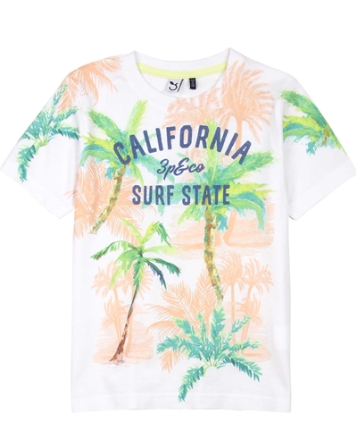 3Pommes Boy's T-shirt with Palm Print Miami Vice