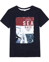 3Pommes Boy's Navy T-shirt with Sea Race Print
