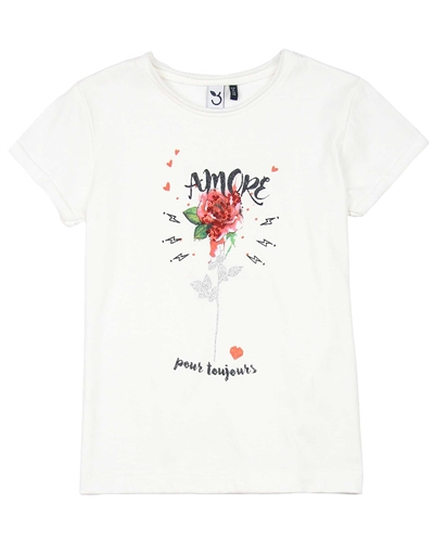 3Pommes T-shirt with Rose Print