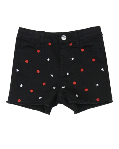 3Pommes Shorts with Stars and Hearts Embroidery