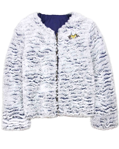 3Pommes Textured Faux Fur Coat
