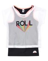 3Pommes Race-back Top with Mesh Cover-up