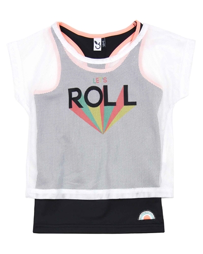 3Pommes Race-back Top with Mesh Cover-up