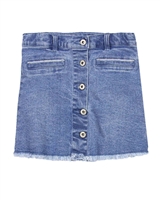 3Pommes Button Front Denim Mini Skirt