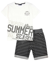 Quimby Boys T-shirt and Striped Terry Shorts Set