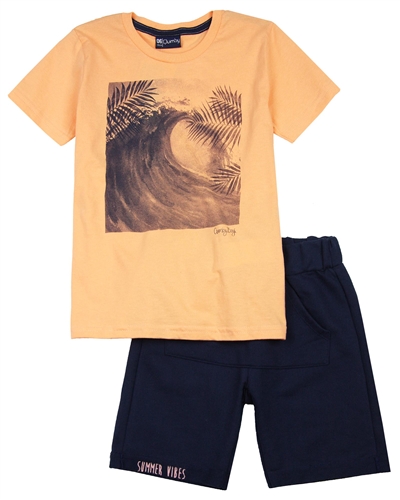 Quimby Boys Ocean Print T-shirt and Terry Shorts Set