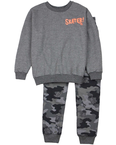 Quimby Boys Sweatshirt and Camo Print Pants Set