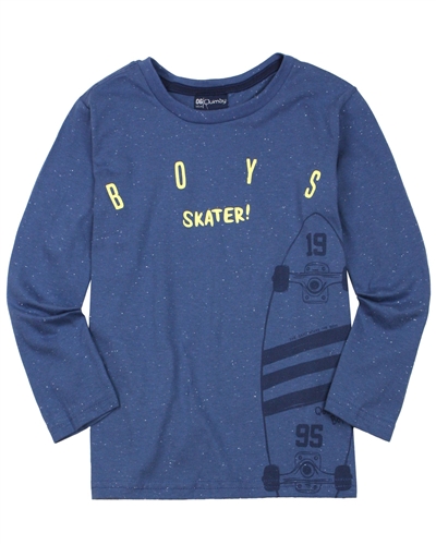 Quimby Boys T-shirt in Skateboard Print in Blue