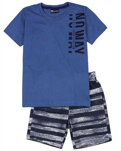 Quimby Boys T-shirt and Striped Shorts Set in Blue/Navy