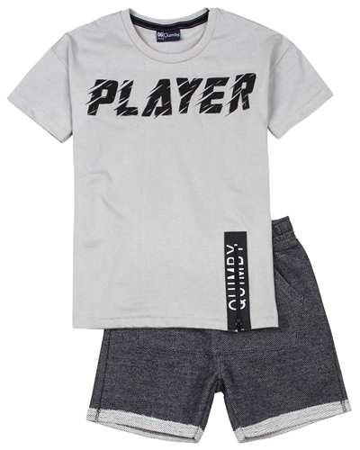 Quimby Boys T-shirt and Jacquard Knit Shorts Set in Grey/Black