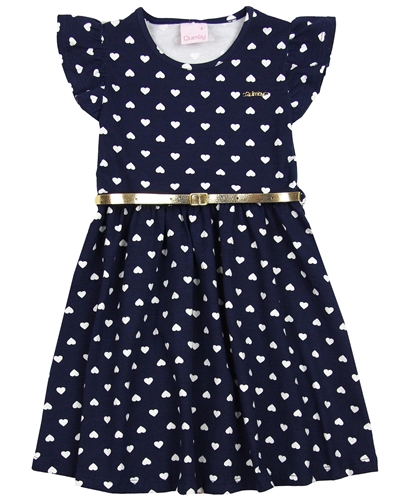 Quimby Girls Dress in Hearts Print