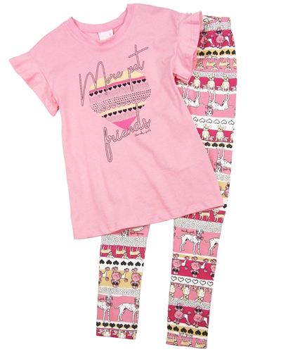 Quimby Girls T-shirt and Doggies Print Leggings Set