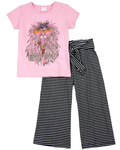 Quimby Girls T-shirt and Striped Pants Set