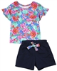 Quimby Girls Floral Print Top and Navy Shorts Set