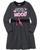 Quimby Girls Striped Jersey Dress in Navy