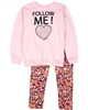 Quimby Girls Sweatshirt and Terry Leggings Set in Pink