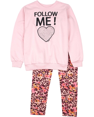 Quimby Girls Sweatshirt and Terry Leggings Set in Pink