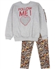 Quimby Girls Sweatshirt and Terry Leggings Set in Grey/Brown