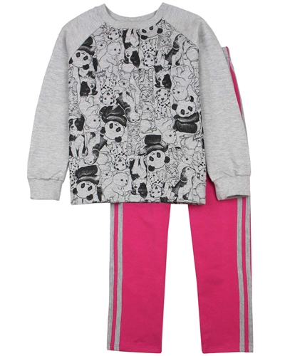 Quimby Girls Sweatshirt in Panda Print and Leggings Set