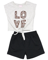 Quimby Girls Top with Knot and Terry Shorts Set