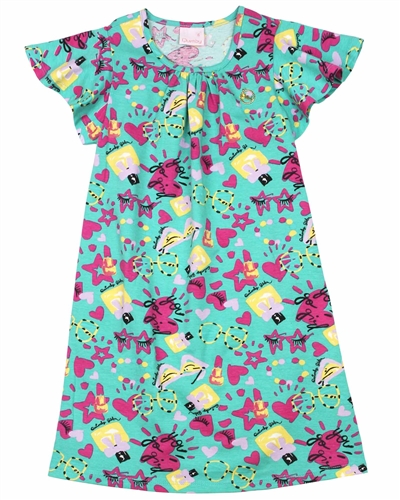 Quimby Girls Printed Jersey Dress in Green