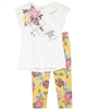 Quimby Girls Top and Floral Print Leggings Set in Ivory/Yellow