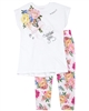 Quimby Girls Top and Floral Print Leggings Set in White/Pink